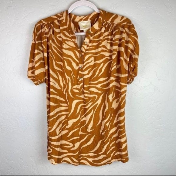 Mauve by Anthropologie | Animal Print Zebra Printed Blouse - Picture 3 of 6